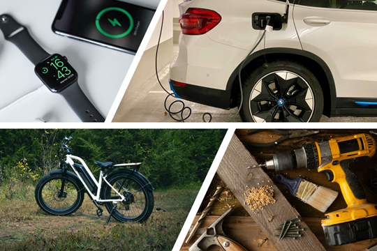 Esimerkkejä litiumioniakkujen käytöstä arjessa: akkutyökalut, sähkökulkuneuvot ja henkilökohtaiset älylaitteet